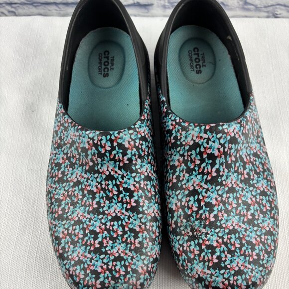Crocs Women's 9 Neria Pro Triple Comfort Floral Slide-on Rubber Clogs - Picture 2 of 14